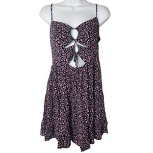 Aeropostale Floral Sweetheart Double-Cinch‎ Mini Dress Y2K Black Floral Junior L